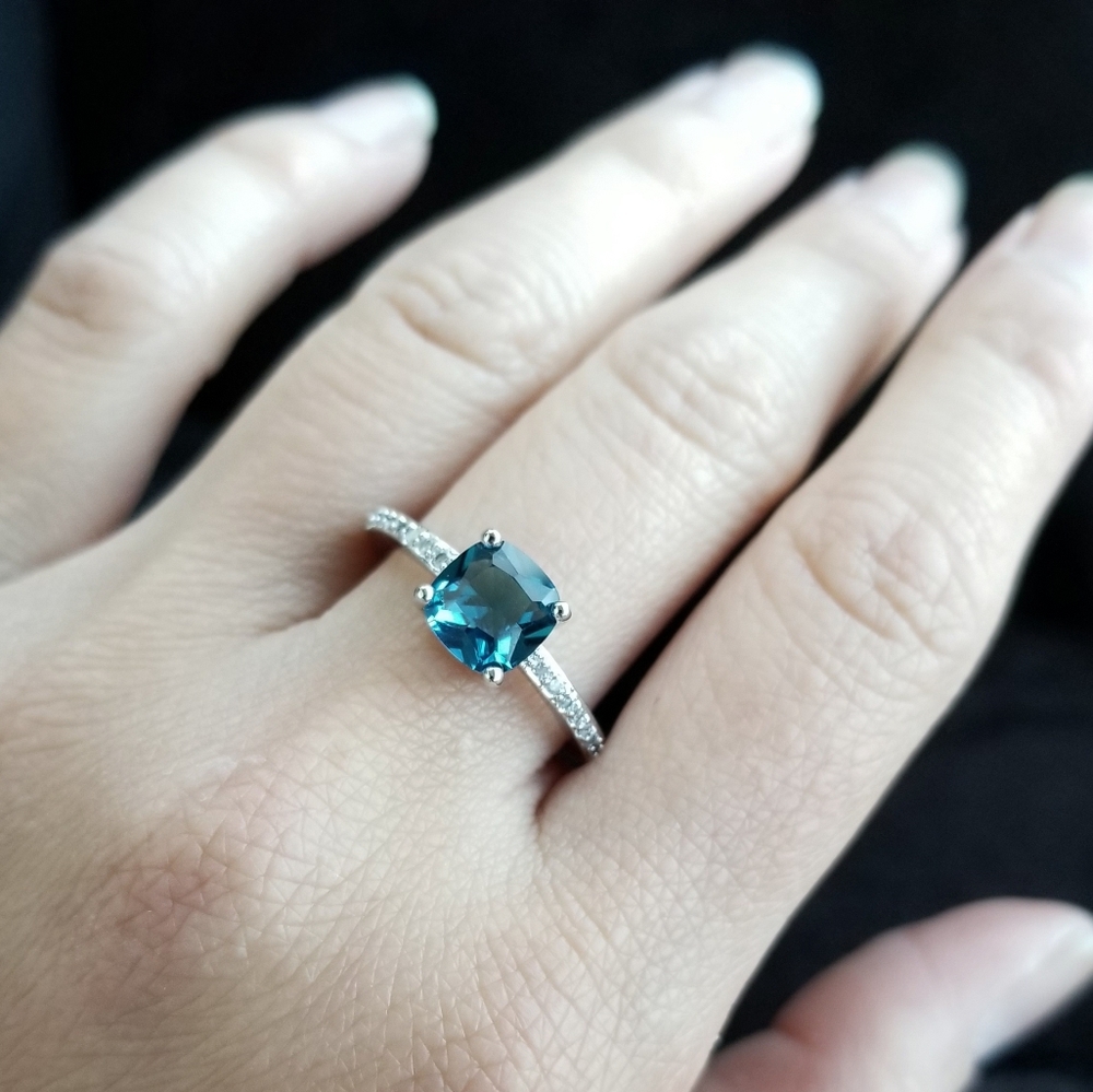 💎NEW💎 SILVER PEACOCK BLUE SAPPHIRE RING - Picture 6 of 13